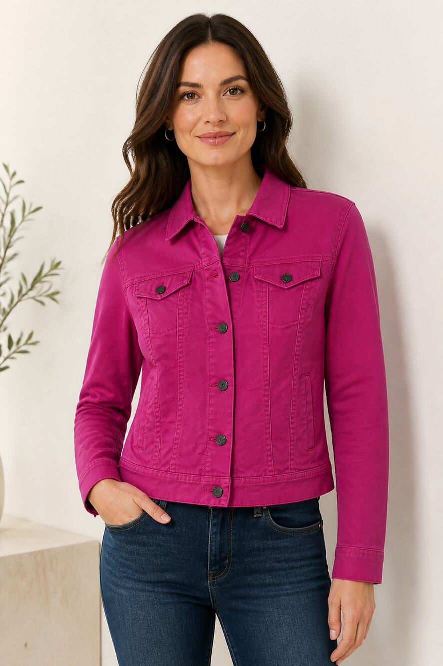 Talbots Pink Petite Denim Jacket P Cotton Spandex